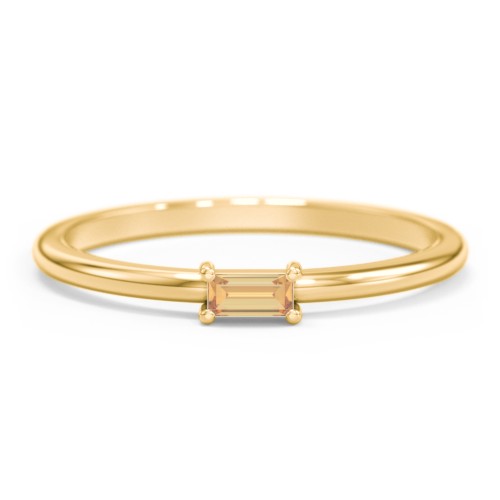 East-West Stackable Baguette Ring – 10K Yellow Gold with Citrine