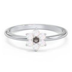 Flower Stackable Ring with Gemstones