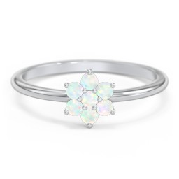 Flower Stackable Ring with Gemstones