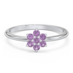 Flower Stackable Ring with Gemstones