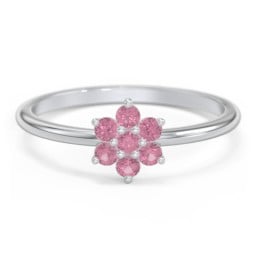 Flower Stackable Ring with Gemstones