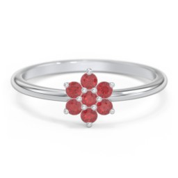 Flower Stackable Ring with Gemstones