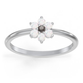 Sterling Silver Flower Stackable Ring with Gemstones | Jewlr