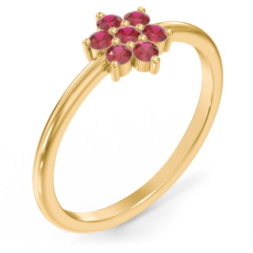 Flower Stackable Ring with Gemstones