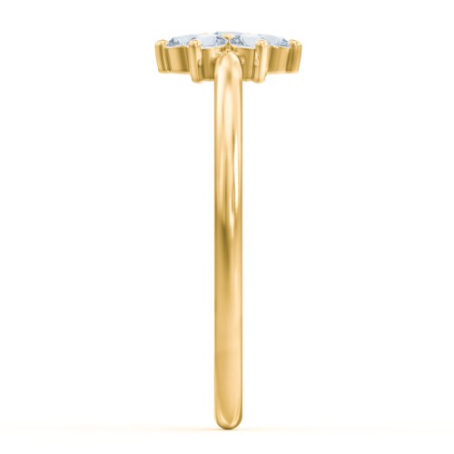 Flower Stackable Ring with Gemstones – 18K Gold Plated Silver with Aquamarine