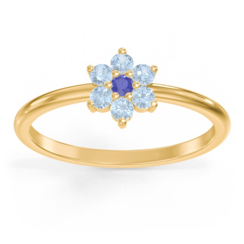 Flower Stackable Ring with Gemstones