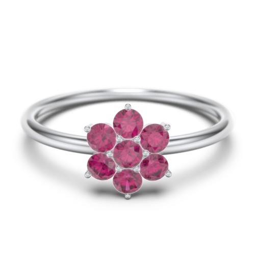 Flower Stackable Ring with Gemstones