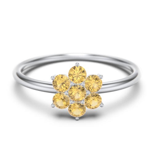 Flower Stackable Ring with Gemstones