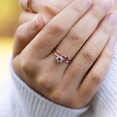 Flower Stackable Ring with Gemstones