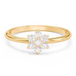 Flower Stackable Ring with Gemstones in 18K Gold Plated Silver with Cubic Zirconia
