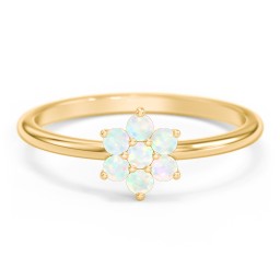 Flower Stackable Ring with Gemstones in 18K Gold Plated Silver with Opal