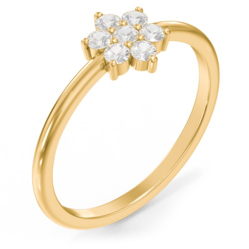 Flower Stackable Ring with Gemstones – 18K Gold Plated Silver with Cubic Zirconia