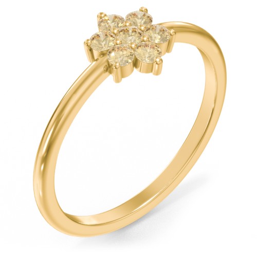 Flower Stackable Ring with Gemstones – 18K Gold Plated Silver with Citrine