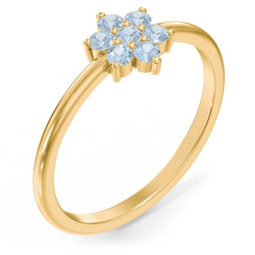 Flower Stackable Ring with Gemstones – 18K Gold Plated Silver with Blue Topaz