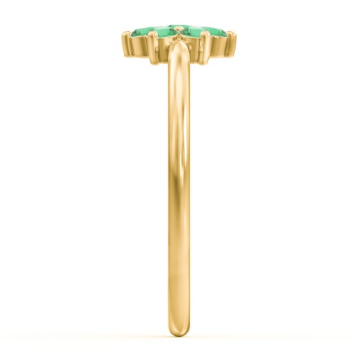 Flower Stackable Ring with Gemstones – 18K Gold Plated Silver with Emerald
