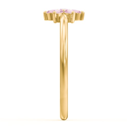 Flower Stackable Ring with Gemstones – 18K Gold Plated Silver with Pink Tourmaline