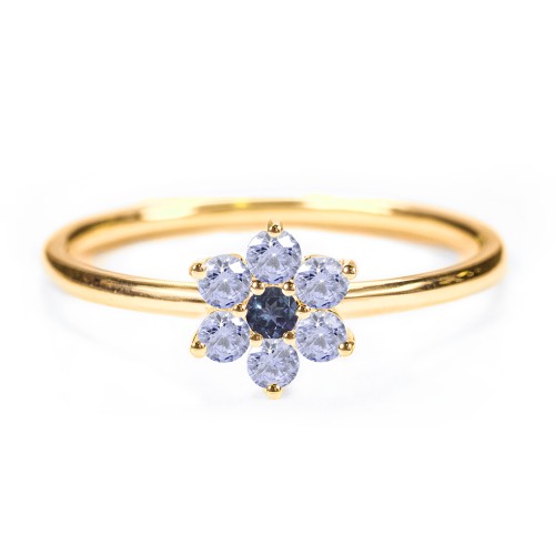 Flower Stackable Ring with Gemstones – 18K Gold Plated Silver with Cubic Zirconia