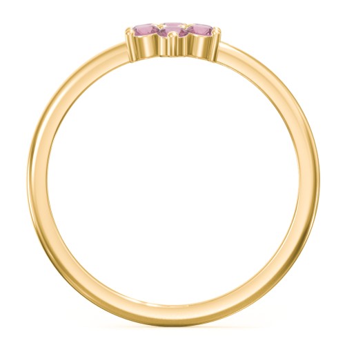 Flower Stackable Ring with Gemstones – 18K Gold Plated Silver with Pink Tourmaline