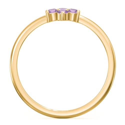 Flower Stackable Ring with Gemstones – 18K Gold Plated Silver with Amethyst