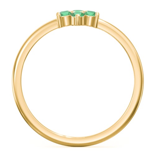 Flower Stackable Ring with Gemstones – 18K Gold Plated Silver with Emerald
