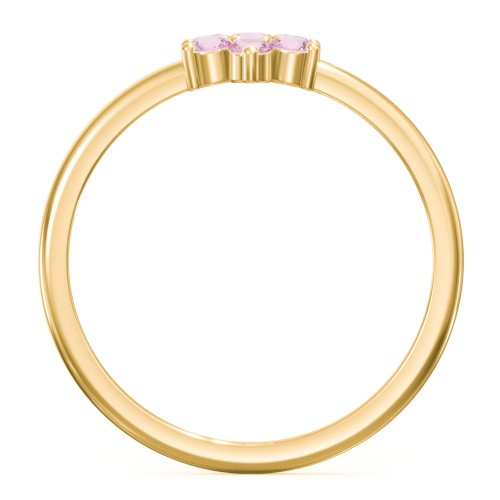 Flower Stackable Ring with Gemstones – 18K Gold Plated Silver with Pink Tourmaline