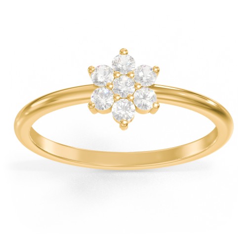 Flower Stackable Ring with Gemstones – 18K Gold Plated Silver with Cubic Zirconia
