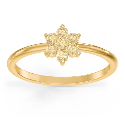Flower Stackable Ring with Gemstones – 18K Gold Plated Silver with Citrine