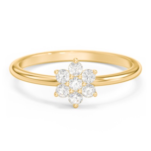 Flower Stackable Ring with Gemstones – 18K Gold Plated Silver with Cubic Zirconia