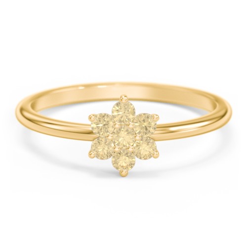 Flower Stackable Ring with Gemstones – 18K Gold Plated Silver with Citrine