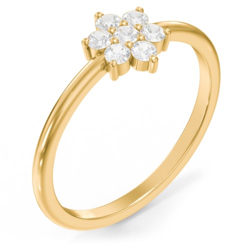 Flower Stackable Ring with Gemstones – 10K Yellow Gold with Diamond