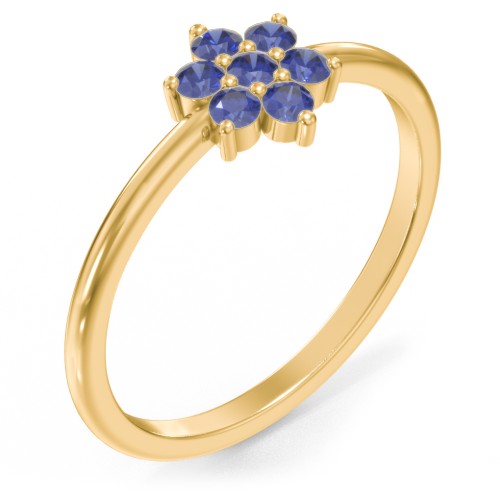 Flower Stackable Ring with Gemstones – 10K Yellow Gold with Blue Sapphire