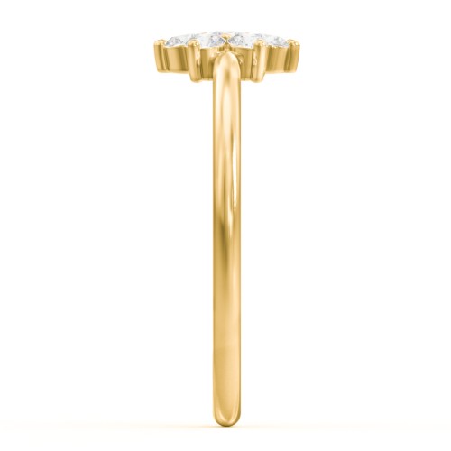 Flower Stackable Ring with Gemstones – 10K Yellow Gold with Diamond