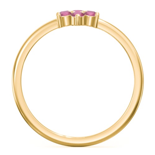 Flower Stackable Ring with Gemstones – 10K Yellow Gold with Ruby