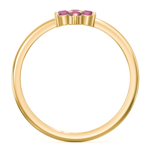 Flower Stackable Ring with Gemstones – 10K Yellow Gold with Ruby