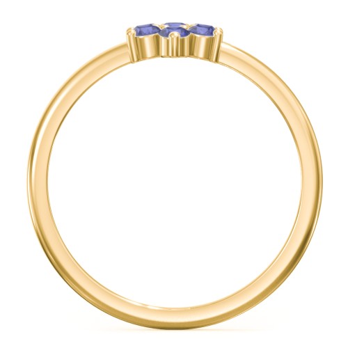 Flower Stackable Ring with Gemstones – 10K Yellow Gold with Blue Sapphire