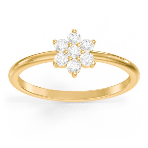 Flower Stackable Ring with Gemstones – 10K Yellow Gold with Diamond