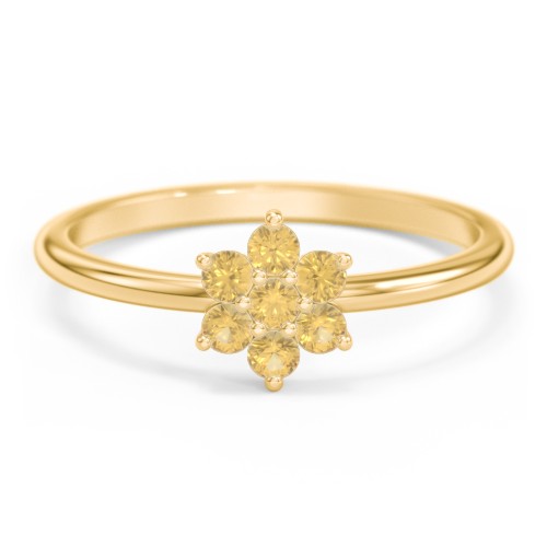Flower Stackable Ring with Gemstones – 10K Yellow Gold with Citrine