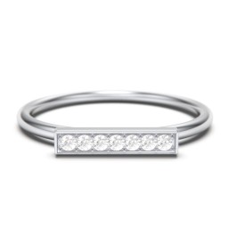 Gemstone Horizontal Bar Ring in 925 Sterling Silver with White Premium Zirconia