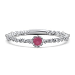 Twisted Band Stackable Ring with Gemstone