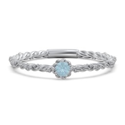 Twisted Band Stackable Ring with Gemstone in 925 Sterling Silver with Blue Topaz