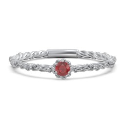 Twisted Band Stackable Ring with Gemstone in 925 Sterling Silver