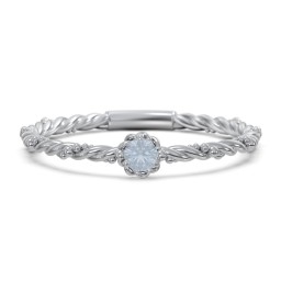 Twisted Band Stackable Ring with Gemstone in 925 Sterling Silver with Aquamarine