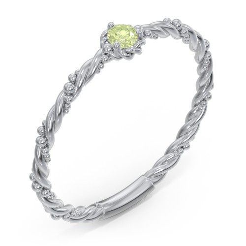 Twisted Band Stackable Ring with Gemstone