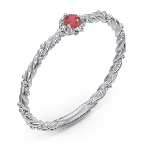 Twisted Band Stackable Ring with Gemstone