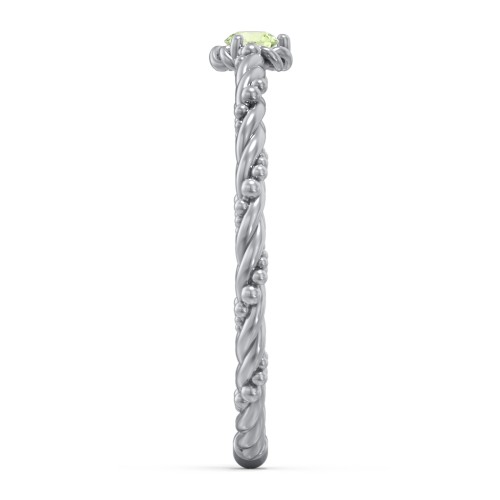 Twisted Band Stackable Ring with Gemstone