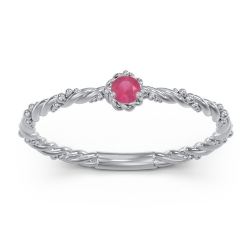 Twisted Band Stackable Ring with Gemstone