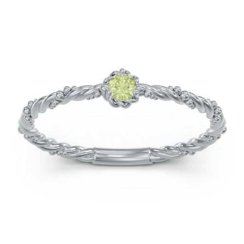 Twisted Band Stackable Ring with Gemstone
