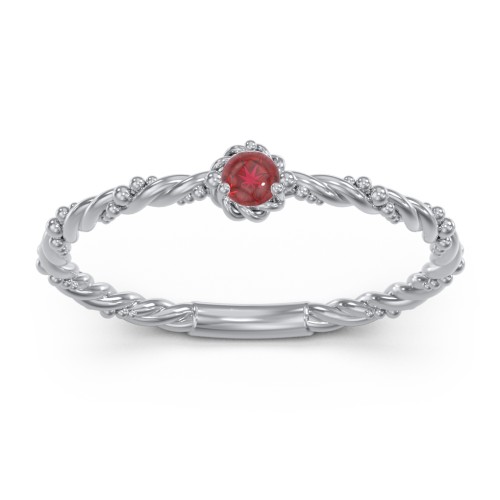 Twisted Band Stackable Ring with Gemstone