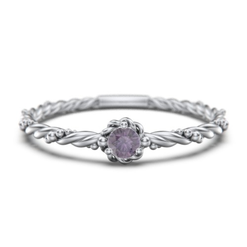 Twisted Band Stackable Ring with Gemstone