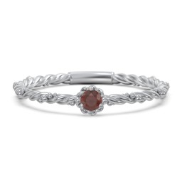 Twisted Band Stackable Ring with Gemstone in 925 Sterling Silver with Garnet